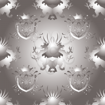 Royalty Free Clipart Image of a Grey Background With Shields