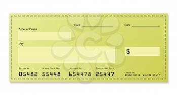 Royalty Free Clipart Image of a Green Cheque