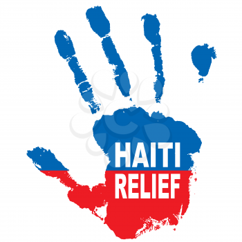 Royalty Free Clipart Image of a Hand Print for Haiti Relief