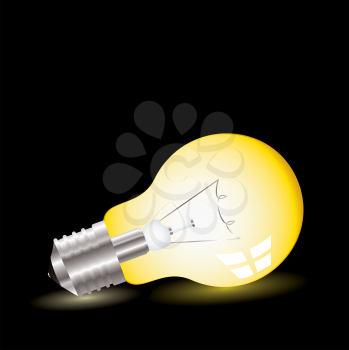 Royalty Free Clipart Image of a Light Bulb on Black