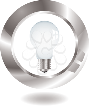 Royalty Free Clipart Image of a Light Bulb in a Silver Circle
