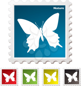 Royalty Free Clipart Image of a Butterfly Stamps