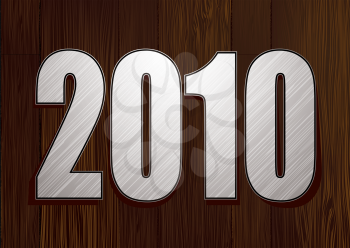 Royalty Free Clipart Image of 2010 on Wood