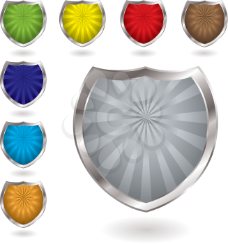 Royalty Free Clipart Image of a Collection of Shields