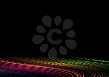 Royalty Free Clipart Image of a Black Background With Colours at the Bottom
