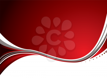 Royalty Free Clipart Image of a Red and White Background With a Wave