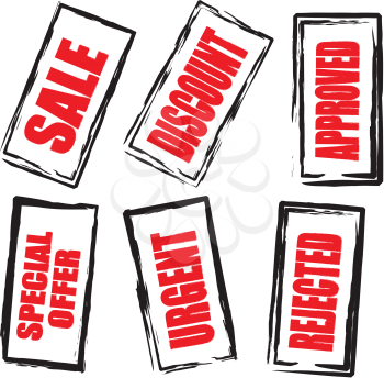 Royalty Free Clipart Image of a Collection of Six Labels