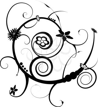 Royalty Free Clipart Image of a Scroll With Flowers
