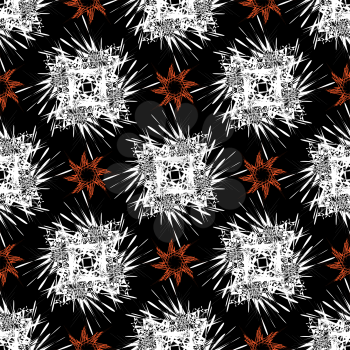 Royalty Free Clipart Image of an Abstract Orange, Black and White Background