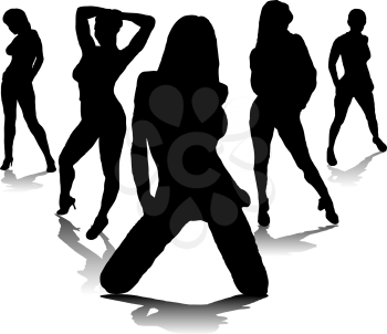Royalty Free Clipart Image of Five Women Posing