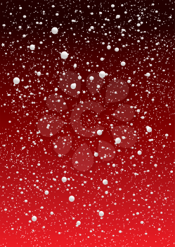Royalty Free Clipart Image of a Snowfall on Red