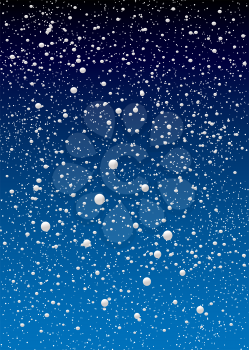 Royalty Free Clipart Image of Snowfall on a Blue Sky