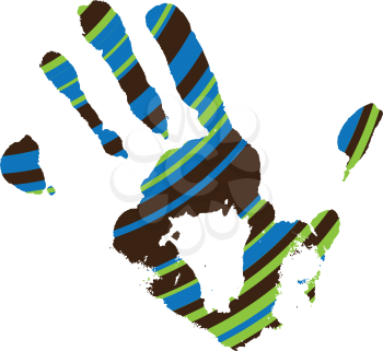 Royalty Free Clipart Image of a Striped Hand Print