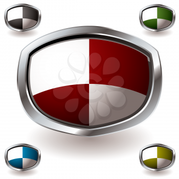 Royalty Free Clipart Image of a Set of Shields