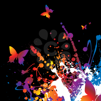 Royalty Free Clipart Image of a Butterfly Background on Black