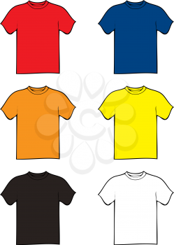 Royalty Free Clipart Image of Six T-Shirts