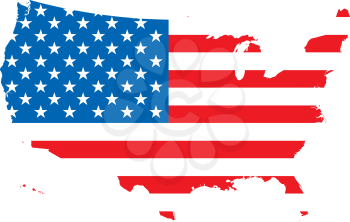 Royalty Free Clipart Image of an American Flag in the Outline of the Country