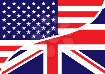 Royalty Free Clipart Image of a Combined USA and British Flag