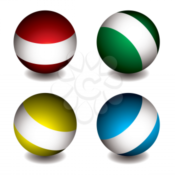 Royalty Free Clipart Image of Four Balls With White Bands