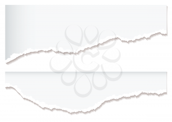Royalty Free Clipart Image of Two Pieces of Torn White Paper