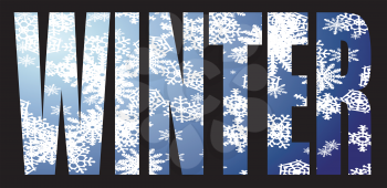 Royalty Free Clipart Image of a the Word Winter With Snowflakes