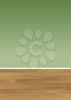Royalty Free Clipart Image of a Green Wall and Wooden