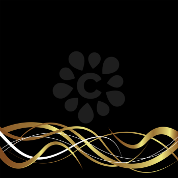 Royalty Free Clipart Image of a Gold Wave on Black