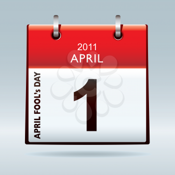 April fools day calendar icon with red banner and drop shadow background
