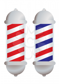 red and white stripe barbers pole with silver elements