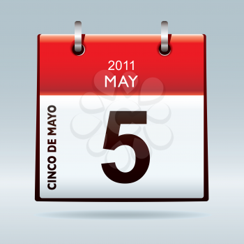 Cinco De Mayo calendar icon with red banner top