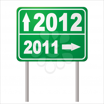 Two thousand and twelve road sign to show in the new year in green