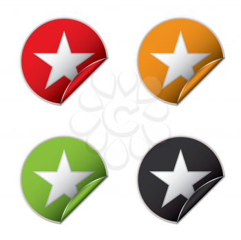 collection of round stickers with star shape and shadow