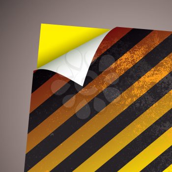 Yellow stripe card background with paper curl and grunge effect