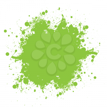 Grunge green ink splat with copyspace and white background