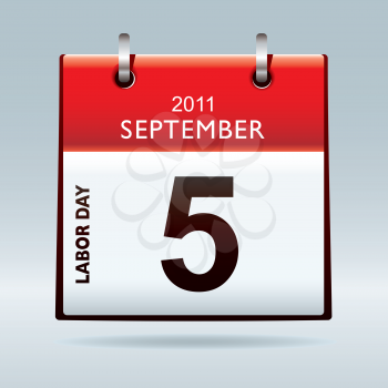 Red and white labor day calendar icon with blue background 2011