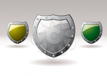 Brightly coloured silver shields giving protection for internet web sites