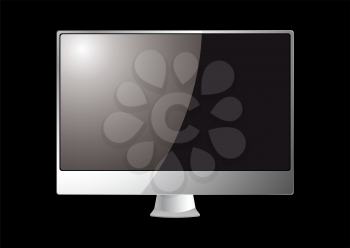 Silver computer screen or monitor with black background