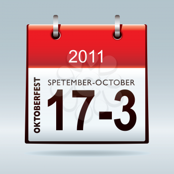 Oktoberfest calendar icon with blue background and shadow
