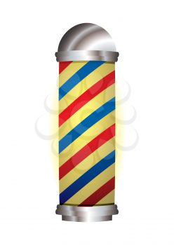 old fashioned babrbers pole with red and blue stripes