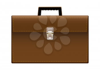 Brown leather briefcase with handle and stictching