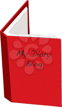 Blog diary concept with red open book and paper