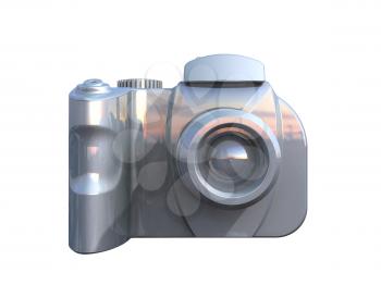 Royalty Free Clipart Image of a Silver Camera
