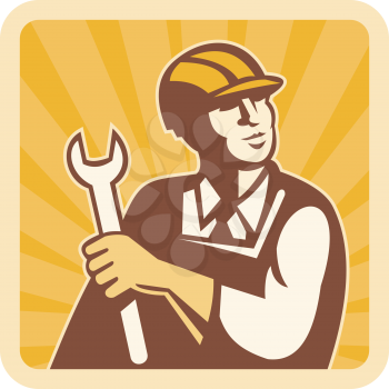 Royalty Free Clipart Image of a Man With a Wrench