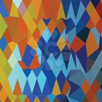Low polygon style illustration of cerulean blue harvest gold abstract geometric background.