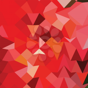 Low polygon style illustration of a candy apple red abstract geometric background.