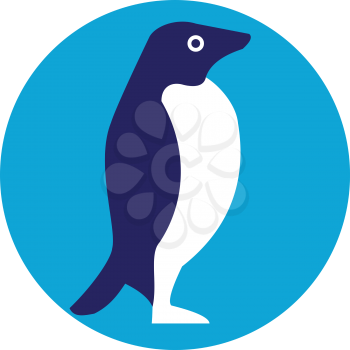 Illustration of an Adelie penguin or Pygoscelis adeliae, a species of penguin common along the entire Antarctic coast viewed from the side set inside circle done in retro style. 