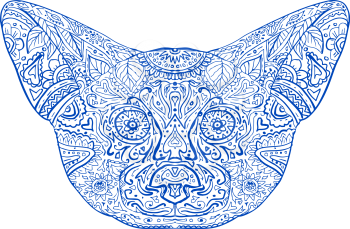 Illustration of a Fennec Fox Head front view done in hand drawing sketch Mandala style.