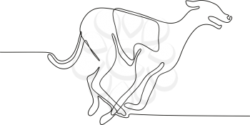 Continuous line drawing illustration of a greyhound dog racing viewed from side done in sketch or doodle style. 