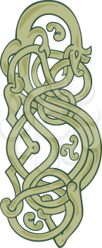 Mono line illustration of an urnes snake with extended stomach on isolated background.