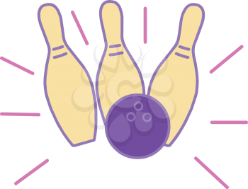 Mono line illustration of a bowling ball hitting a strike done in monoline style.